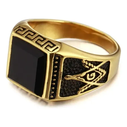 Anel Masculino Maçonaria Maçom Banhado Ouro 18k Aço 316 14mm