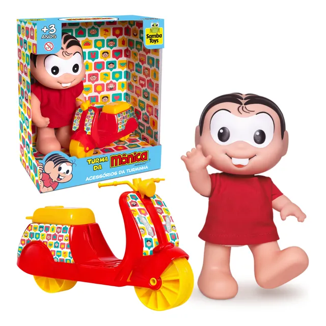Boneca Com Moto Scooter Brinquedo Infantil Turma Da Mônica