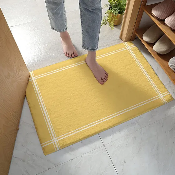 Alfombra Baño Amarilla Antideslizante Absorbente Agua Suave