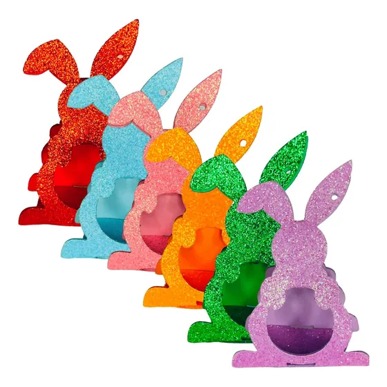 06 Caixa Coelho Páscoa Porta Bombom Eva Glitter Decoração 