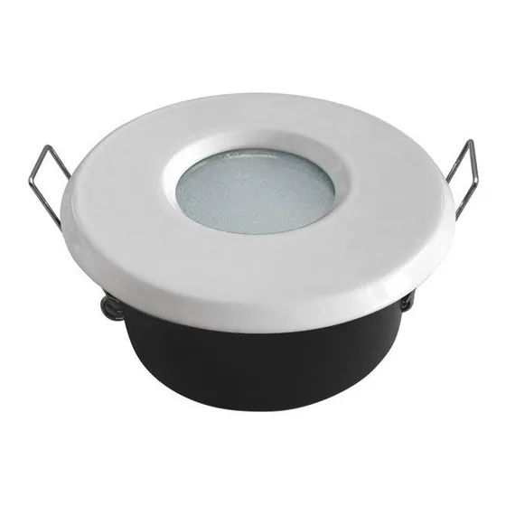 Foco Spot Aro Blanco Fijo Embutido Porta Ampolleta Dicroica Gu10 Mr16 Bipin Ip54 art-21bl Demasled