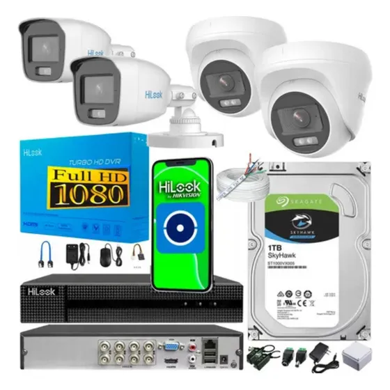 Kit Full Color Audio Hilook Dvr 8 Ch 4 Cámaras