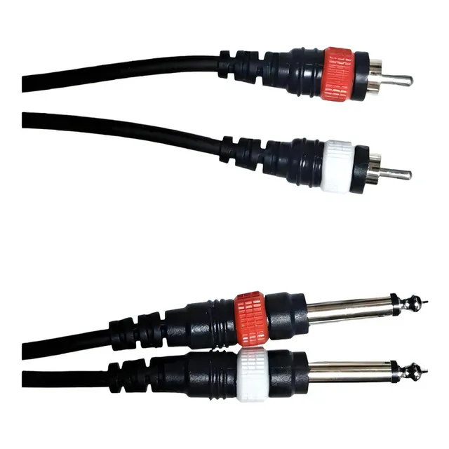 Cable 2 Rca A 2 Plug 1/4 Estereo Reforzado 6 Metros