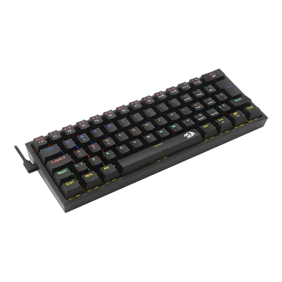 Teclado Redragon Gamer Fizz Rainbow Switch Brown Mecanico Cor de teclado Preto Idioma Português Brasil