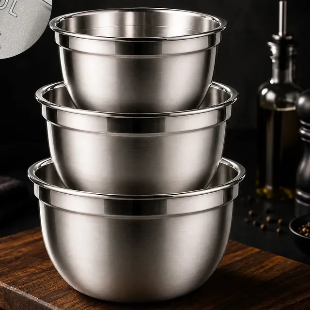Kit 3 Bowl Tigela Inox Profissional Graduado Reforçado