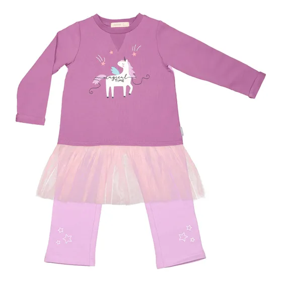 Conjunto Bebé Vestido Unicorn Niña Sport Franela Infanti W25