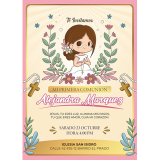 Invitacion Confirmacion, Invitacion Comunión Niña Invitacion Confirmacion, Invitacion Comunión Niña