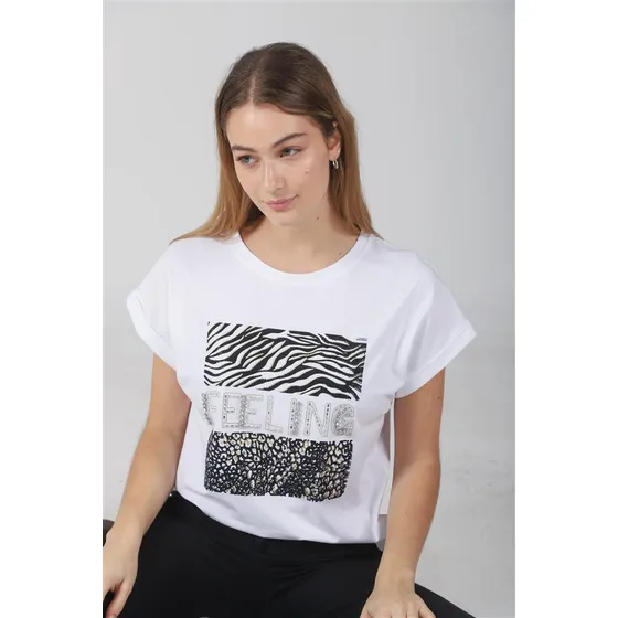 Remera Premium Feeling Estampada C/piedras Gu13685 Arizona