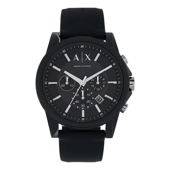 Reloj pulsera Armani Exchange AX1326 con correa de silicona color negro - fondo negro/gris