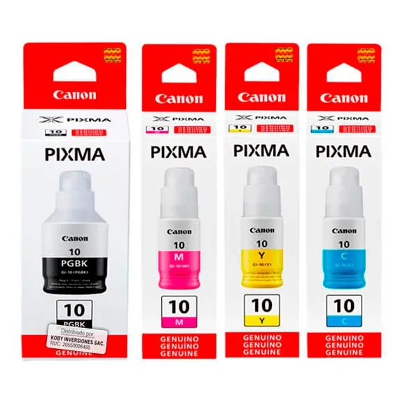 Pack Kit Botella De Tinta Canon Gi-10 M, C, Y, Pgbk