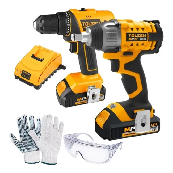 Set Pistola De Impacto 1/2 + Taladro 10mm 20v Tolsen - Sc - 