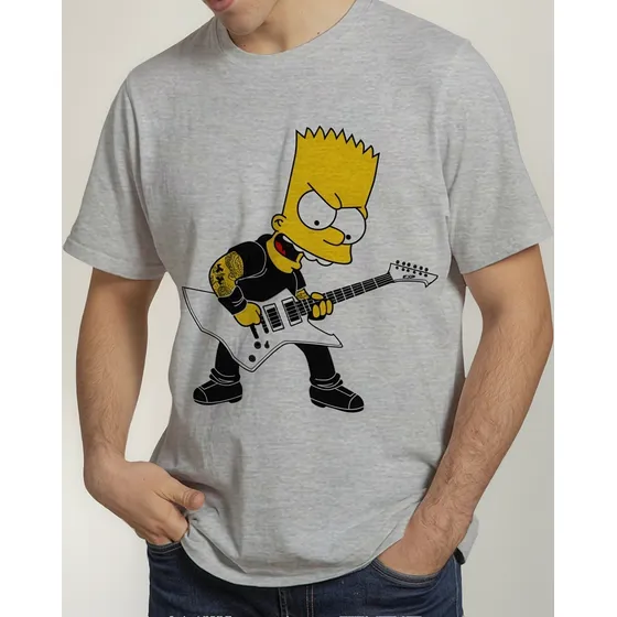 Camisetas Camisas De Bart Simpson Rock Geek Top Qualidade