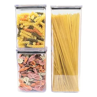 Kit 3 Potes Hermético 1,1 2,3l Armazenar Alimento Organizar Kit 3 Potes Hermético 1,1 2,3l Armazenar Alimento Organizar