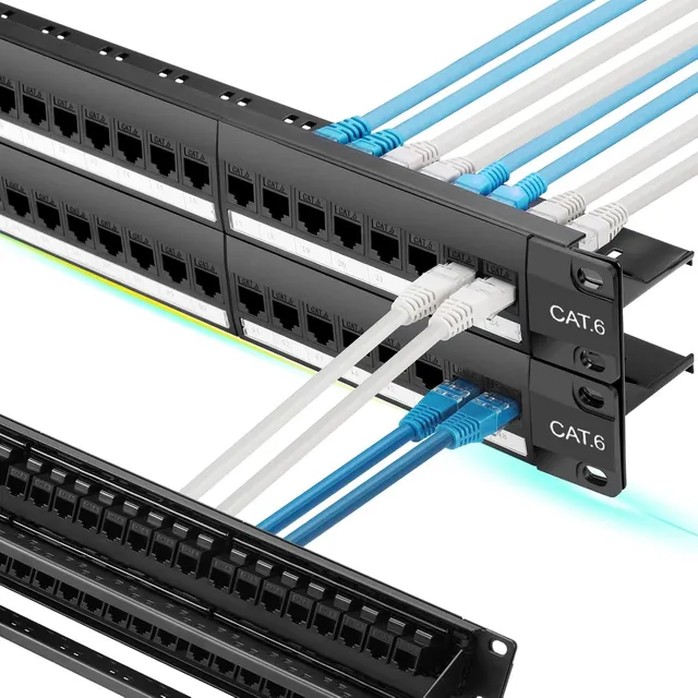 Panel De Conexiones Cat6 De 48 Puertos Con Soporte Keystone 