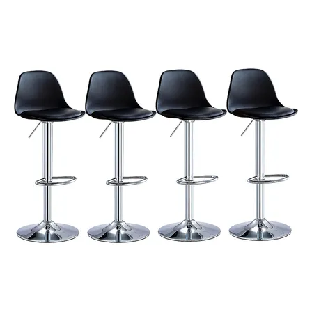Set De 4 Bancos Para Barra Bancos Cocina Altos Giratorias Cromado Negro