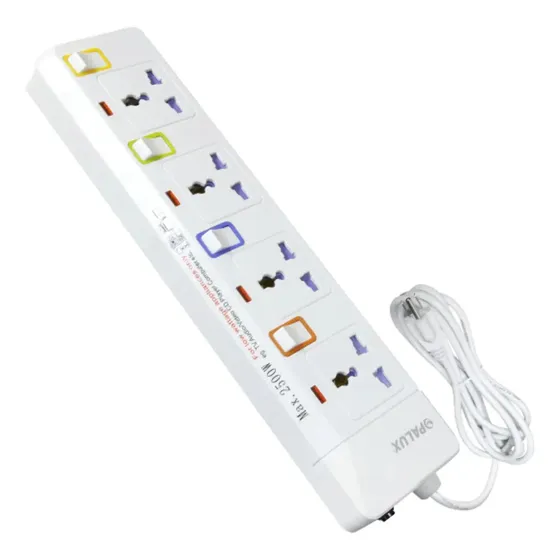 Regleta multicontacto de 4 tomas Opalux OP-E104Tcolor blanco largo del cable de 3m | Cuotas sin interés