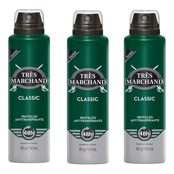 Desodorante Aero Tres Marchand  Classic 150 Ml - 3 Unidades