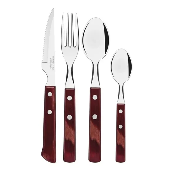 Set 24 Cubiertos Polywood Tramontina Acero Inoxidable