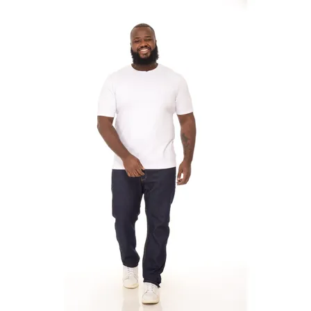 Calça Masculina Jeans Escura Plus Size Com Lycra