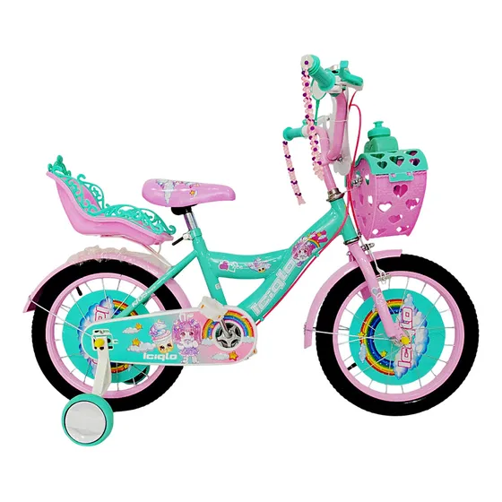 Bicicleta Infantil Niñas R-16 Portamuñecas Ruedas Auxiliares Color Verde Tamaño Del Cuadro 16