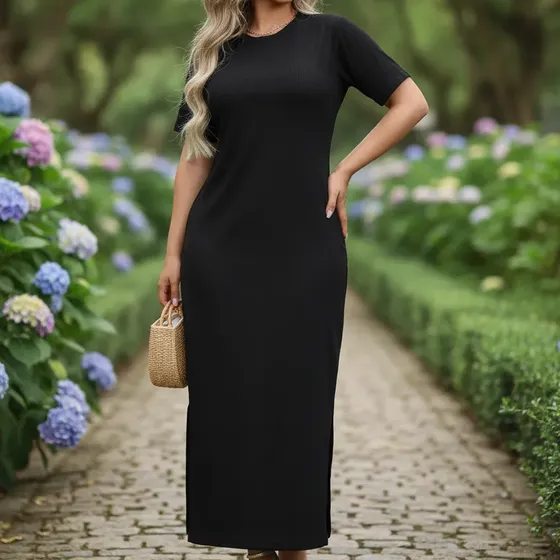 Vestido Feminino Longo Manga Curta Soltinho Moda Evangélica
