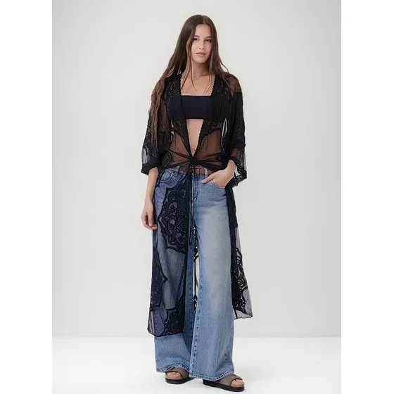 Kimono Petra Premium Largo De Tull Bordado Guch3000 Arizona