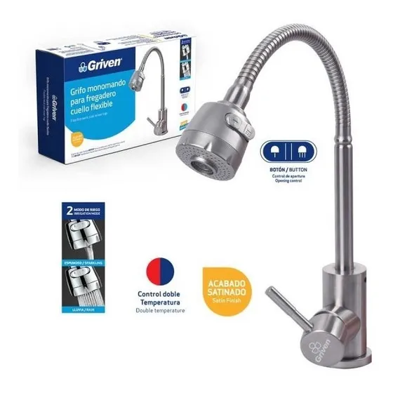 Llave Fregadero O Lavaplatos Monomando Flexibl Con Mangueras