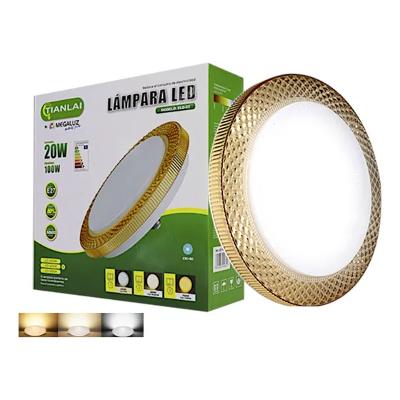 Foco Led Lampara Luminaria 20w 3 Tonos Luces Moderna E27