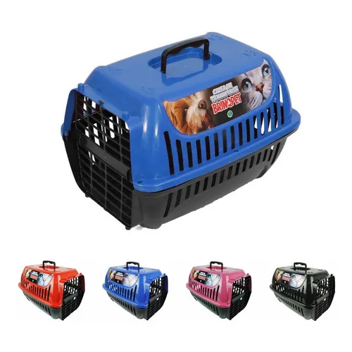 Caixa Transporte Seguro Animais Viagem Passeio Cães Gato N2 Cor Azul