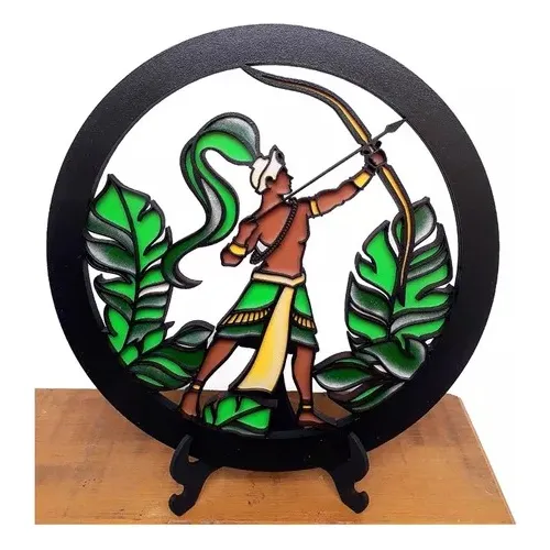 Mandala Oxossi - Quadro - Coleção Orixás - Mdf 3d - 28cm