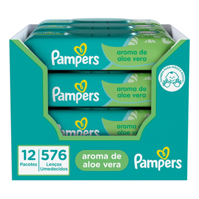 Kit De Lenços Umedecidos Aroma De Aloe Vera Com 576 Unidades Pampers Kit De Lenços Umedecidos Aroma De Aloe Vera Com 576 Unidades Pampers