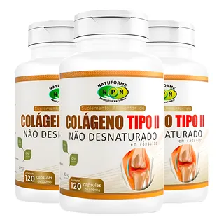 ColĂĄgeno Tipo 2 NĂŁo Desnaturado 120 CĂĄpsulas - Kit C/ 3 Un ColĂĄgeno Tipo 2 NĂŁo Desnaturado 120 CĂĄpsulas - Kit C/ 3 Un
