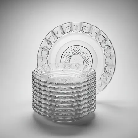 Jogo De Pratos Fundos Egípcio 12 Peças Estrela Transparente Transparente