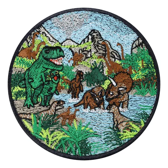 Parche Para Coser Diseño Dinosaurio Paisaje Lago Fanatico X