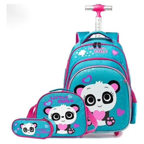 Maleta Lonchera Y Cartuchera Panda Azul