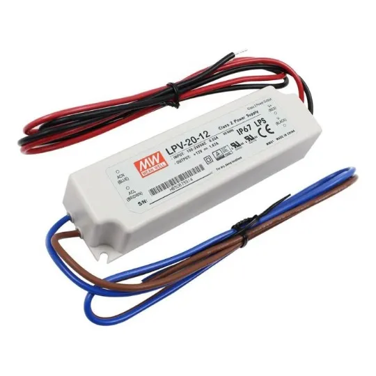 Fuente Conmutada 20w 12v/1.67a Ip67 Mean Well Lpv-20-12