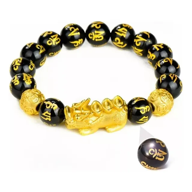Brazalete 2025 Original Feng Shui Piedras Obsidiana Pixiu Go