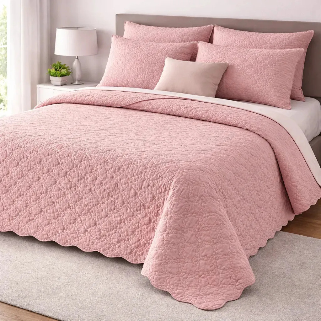 Cobre leito matelado Queen Laura Enxovais dupla face leve confortável cor rose