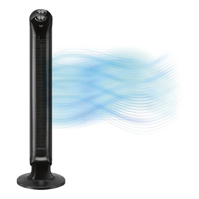 Ventilador T-Fal de torre Eole Infinite estilo y frescura, con una amplia cobertura, malla un 15% más alta para mayor difusión, 3 velocidades, temporizador, silencioso y oscilación de 180º, VF6621X0