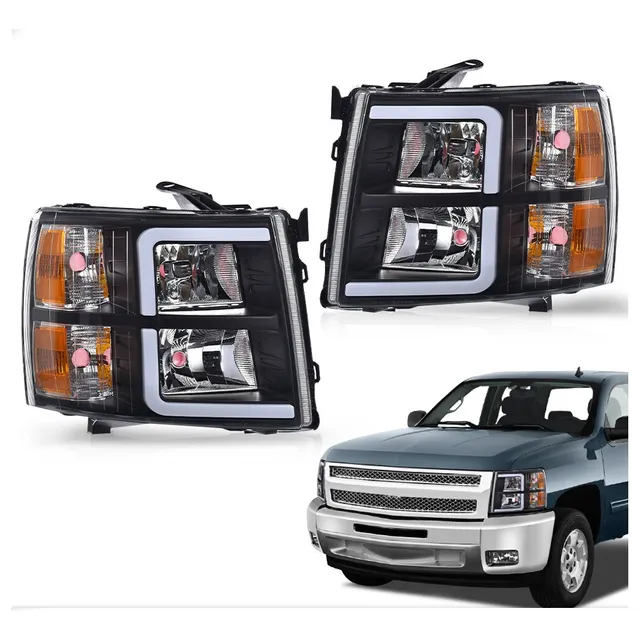 Faros Drl Led Silverado 2007-2015 - Fondo Negro