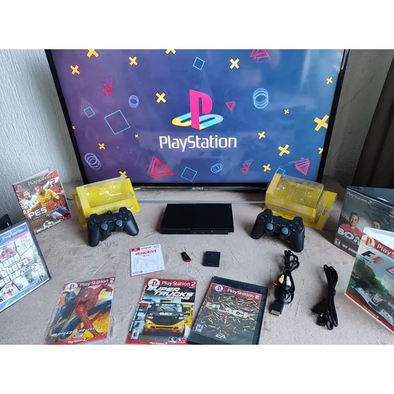 Playstation 2 Com Mais De 100 Jogos, Super Conservado E Completo.