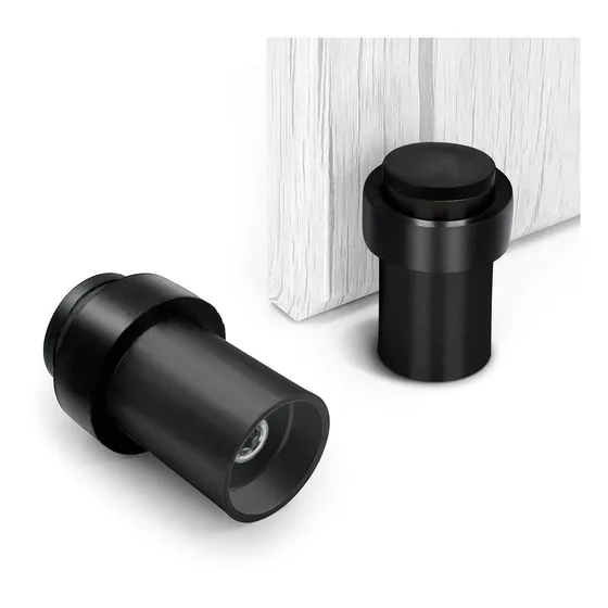 Tope Puerta Cilindrico Acero Inoxidable Cepillado Goma 2