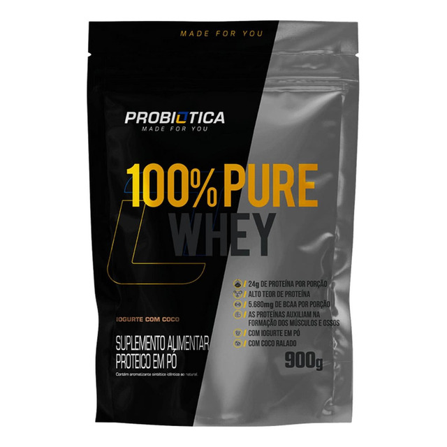 Whey Protein 100 Pure Iogurte C/ Coco Refil 900g Probiótica Sabor Iorgute Com Coco Whey Protein 100 Pure Iogurte C/ Coco Refil 900g Probiótica Sabor Iorgute Com Coco