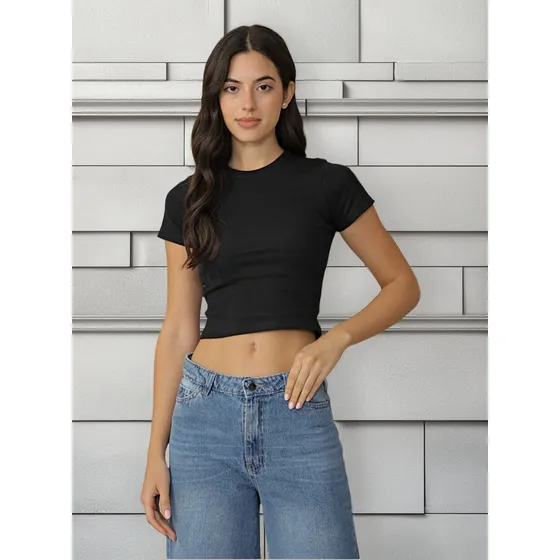 Pack 3 Remera Crop Top Algodon Mujer Reina Tex