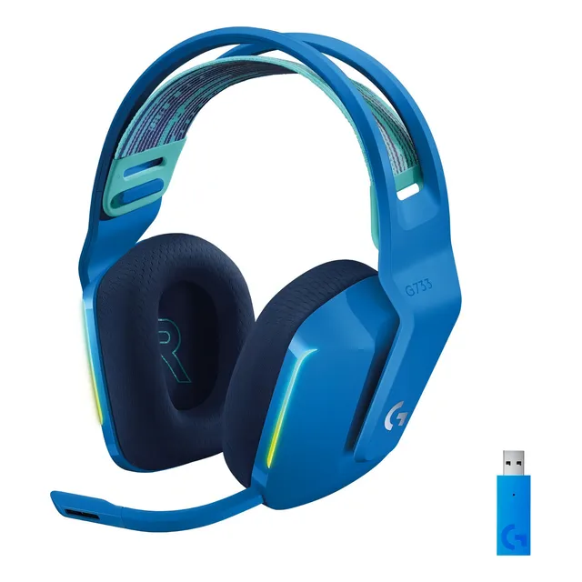 Auriculares gamer inalámbricos Logitech G Series G733 azul con luz LED