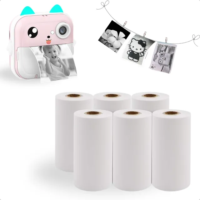 Rolos De Papel Térmico Câmera Infantil Impressora Kit Com 6