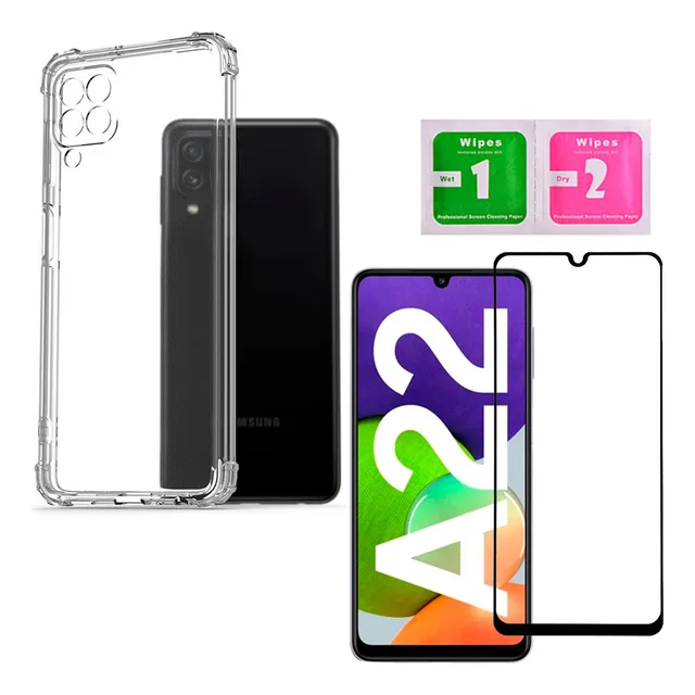 Capa Capinha + Película Vidro Compatível Com Samsung A22 4g