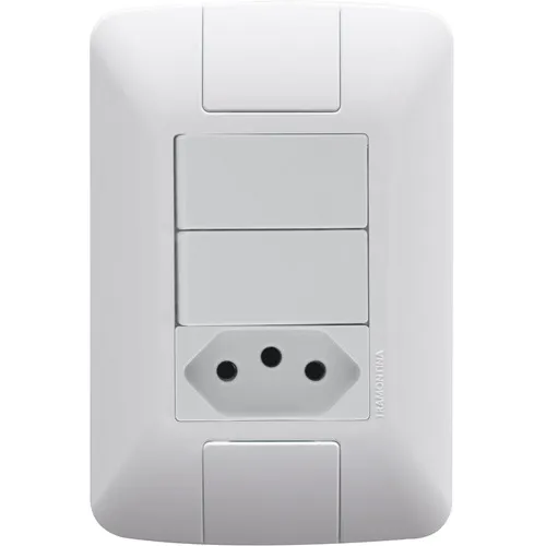 Interruptor Duplo Simples 6a + Tomada 2p + T 4x2 Tramontina Cor 20A