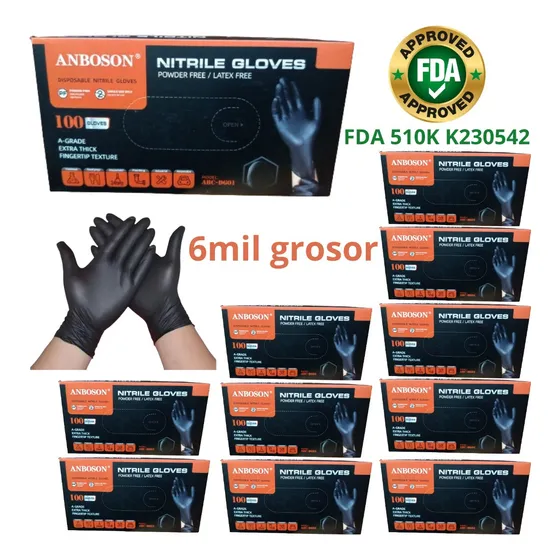Guantes De Nitrilo Negros Ultragruesos 1000 Unidades
