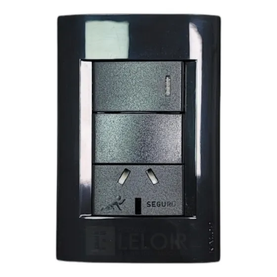 Llave De Luz Armada Kalop Línea Civil 1 Punto Y Toma Negro